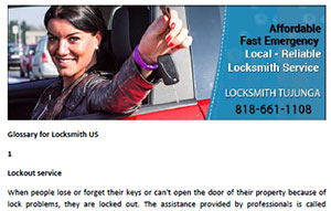Glossary for Locksmith in Tujunga  - Click here to download
